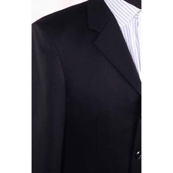 Jones New York 37R Black Solid Wool Three Button Sport Coat Blazer Jacket - Picture 6 of 13